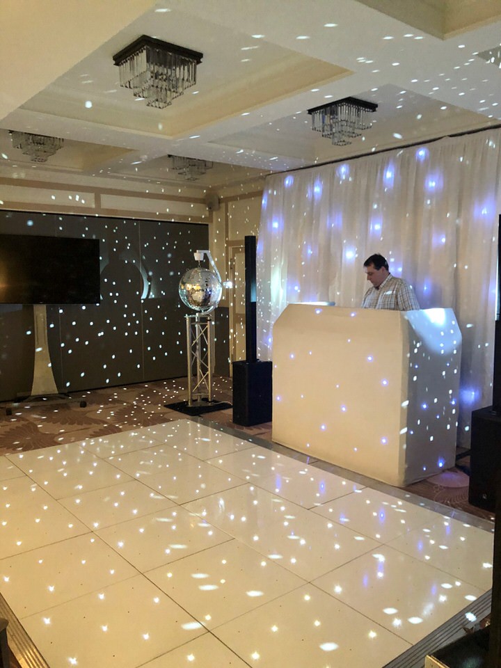 DJ and dancefloor in the Coach Room at the Bedford Swan Hotel